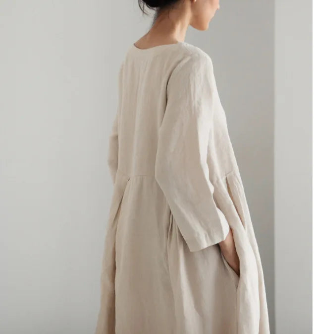 Vintage Style Casual Cotton Linen Dresses Women - Littles Collection
