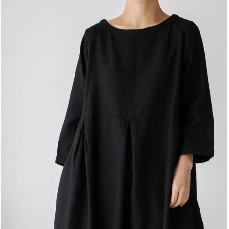 Vintage Style Casual Cotton Linen Dresses Women - Littles Collection
