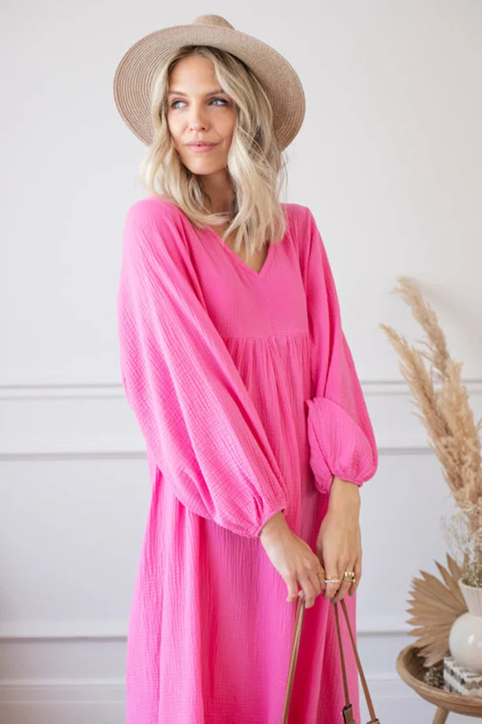 Vintage Boho Dress For Women Muslin 100% Cotton - Littles Collection