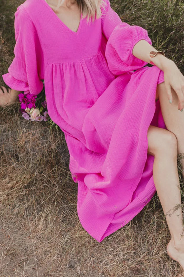 Vintage Boho Dress For Women Muslin 100% Cotton - Littles Collection