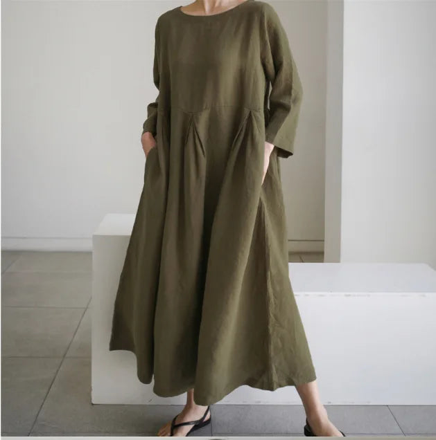 Vintage Style Casual Cotton Linen Dresses Women - Littles Collection