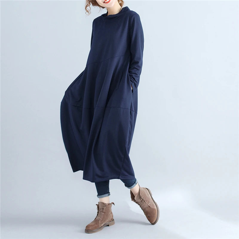 Women Cotton Turtleneck Dress