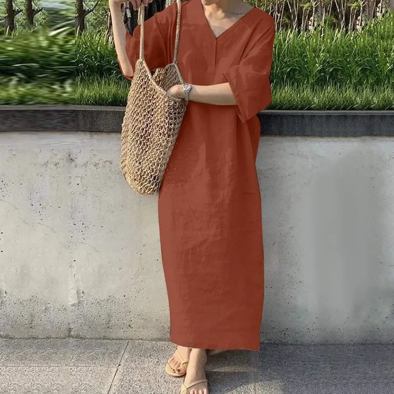 Vintage Simple Style Lady Maxi Dress - Littles Collection