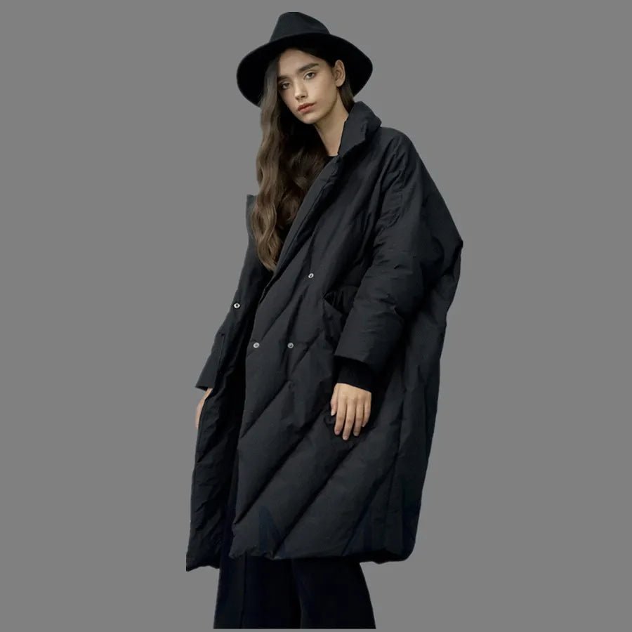Thicker Duck Down Jacket Cocoon&Bat Type Parkas Big Pocket women_fashion - littlescollection