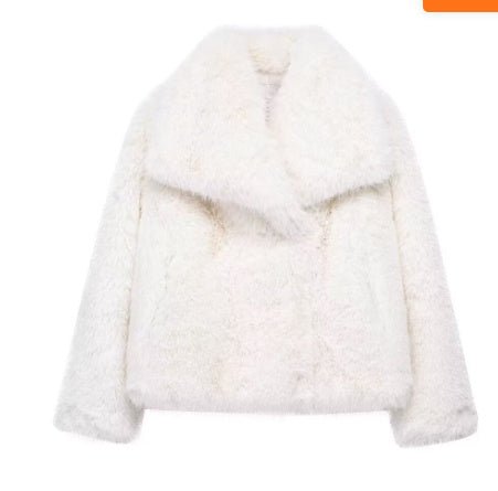 Winter Plush Coat Fashion Thicken Lapel Outer wear Women women_fashion - littlescollection