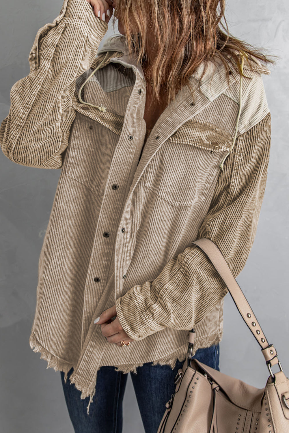 Snap Front Hooded Corduroy Shacket - Littles Collection