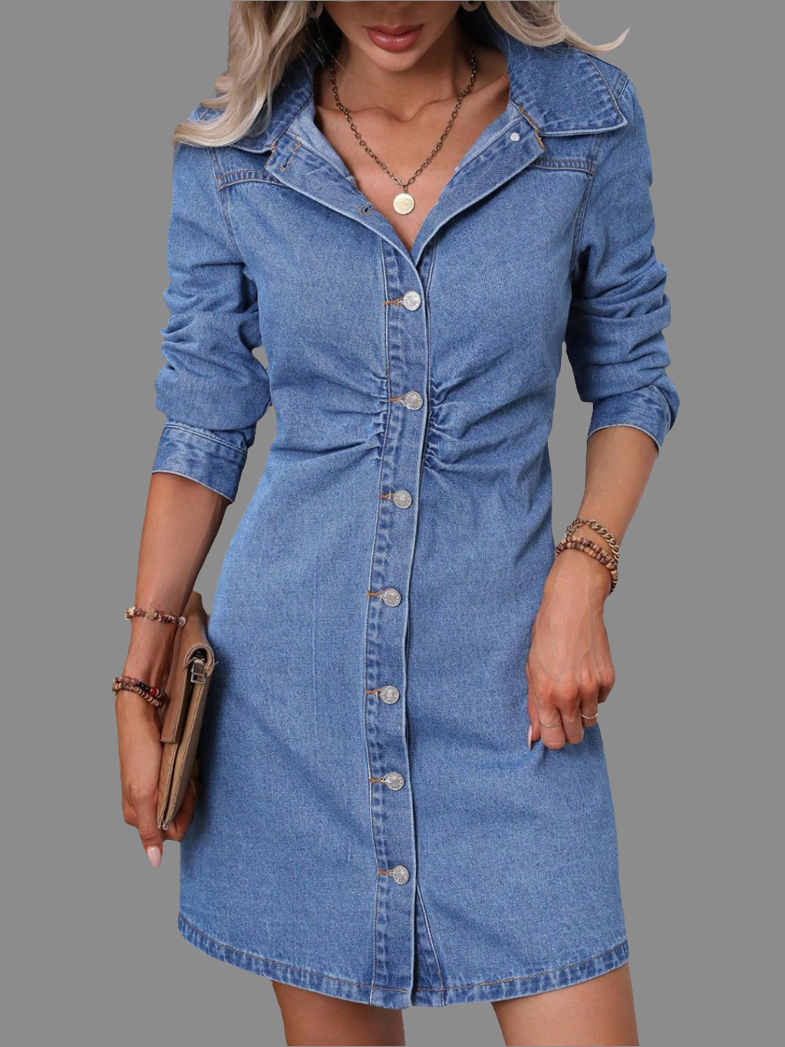 Denim dress jeans midi sexy winter dress party dtess with collar