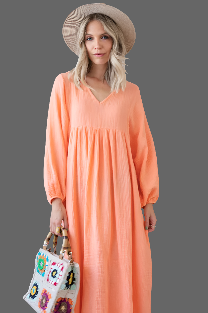 Vintage Boho Dress For Women Muslin 100% Cotton - Littles Collection