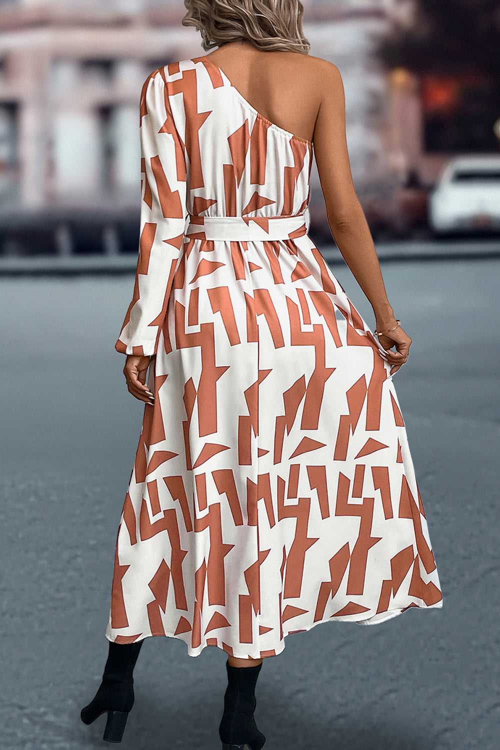 One-Shoulder Tie Waist Dress - Littles Collection