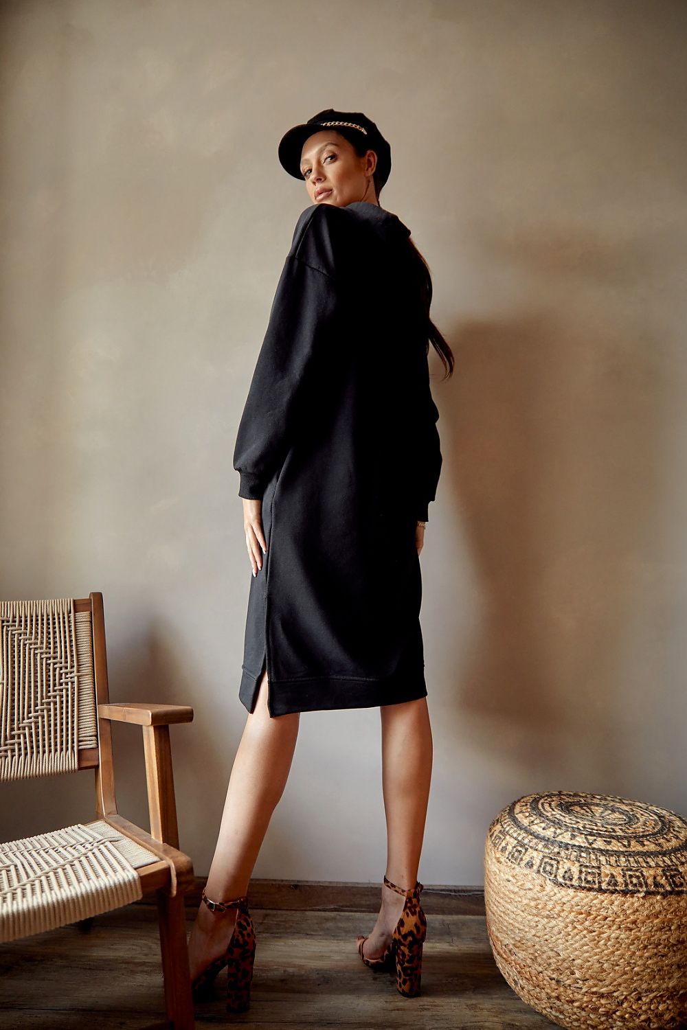 Fasardi Winter Midi Dress Black - Littles Collection