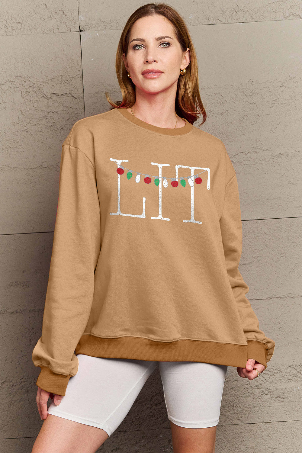 Simply Love Full Size LIT Long Sleeve Sweatshirt - Littles Collection