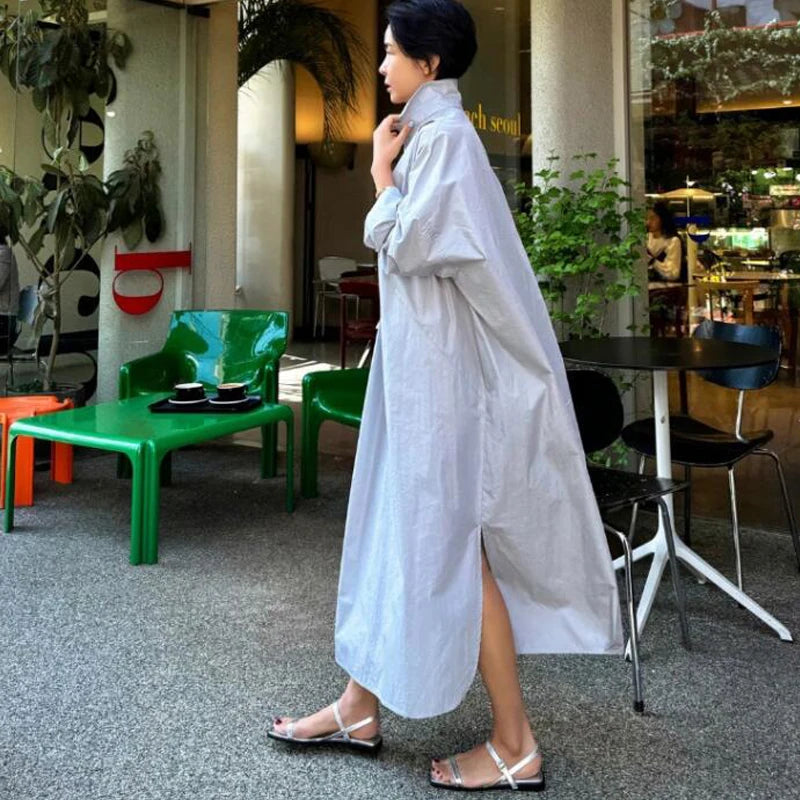 JNT Shirt Dress Cotton Korean Version Oversized - Littles Collection
