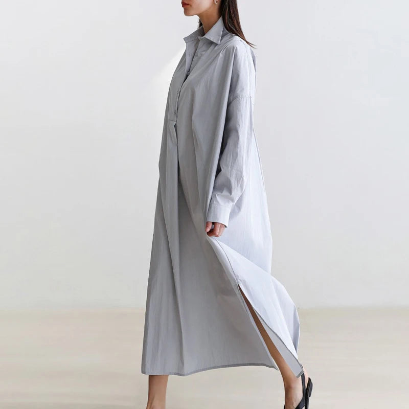 JNT Shirt Dress Cotton Korean Version Oversized - Littles Collection