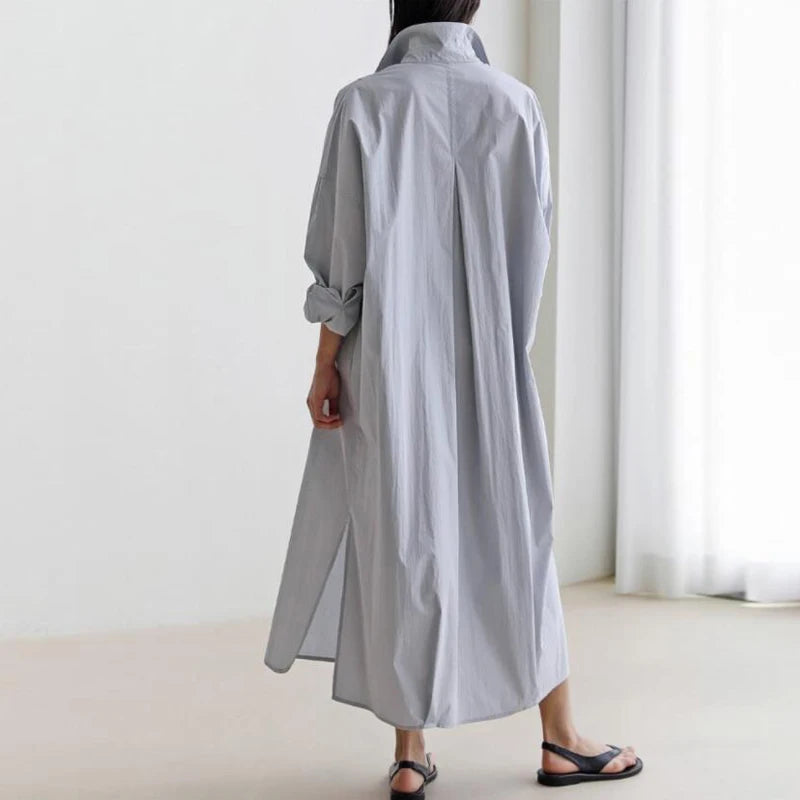 JNT Shirt Dress Cotton Korean Version Oversized - Littles Collection