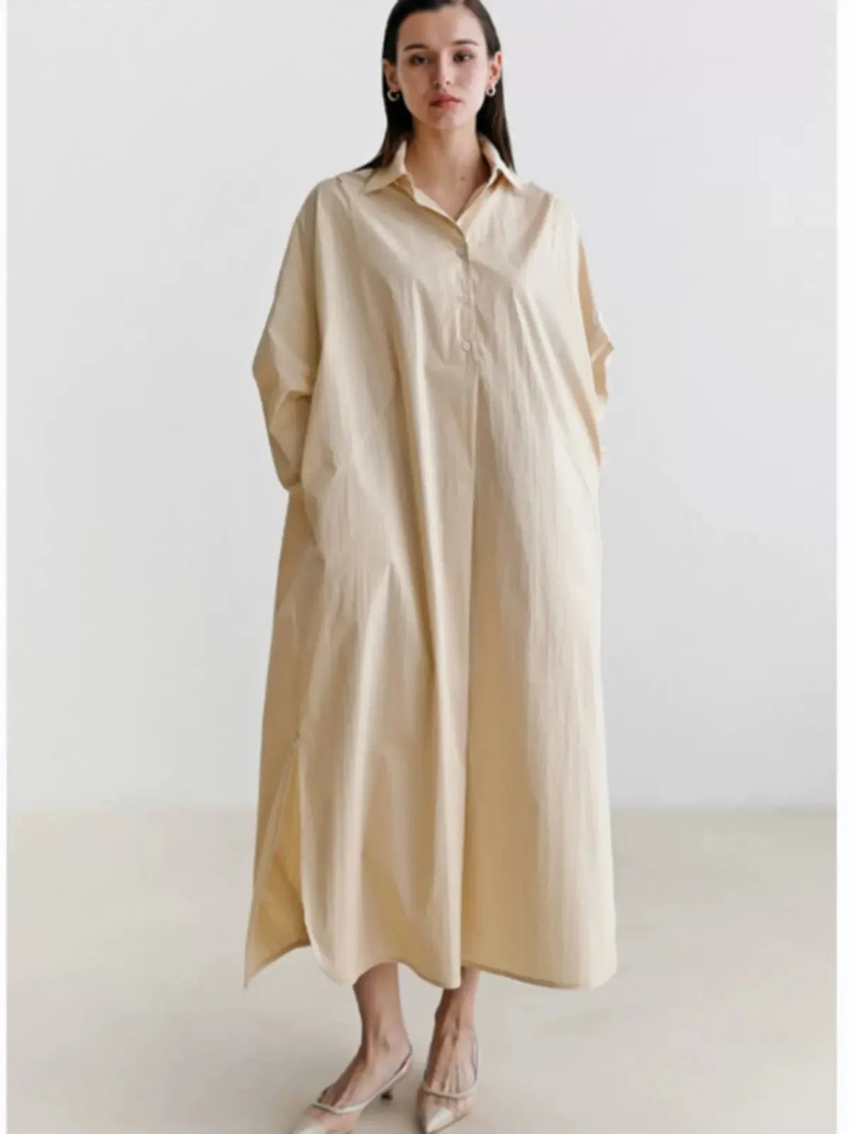 JNT Shirt Dress Cotton Korean Version Oversized - Littles Collection
