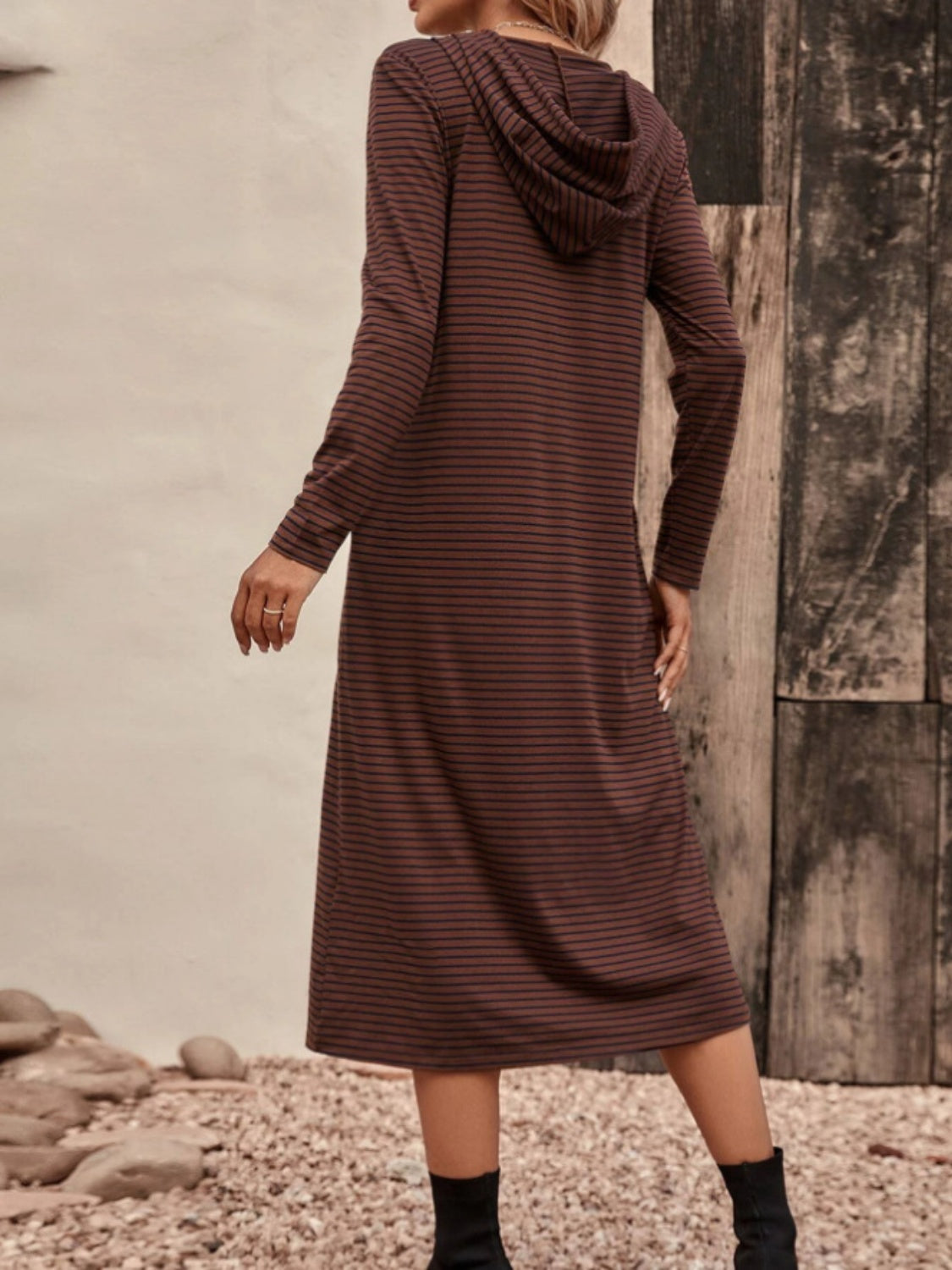 Striped Zip Front Hooded Dress - Littles Collection