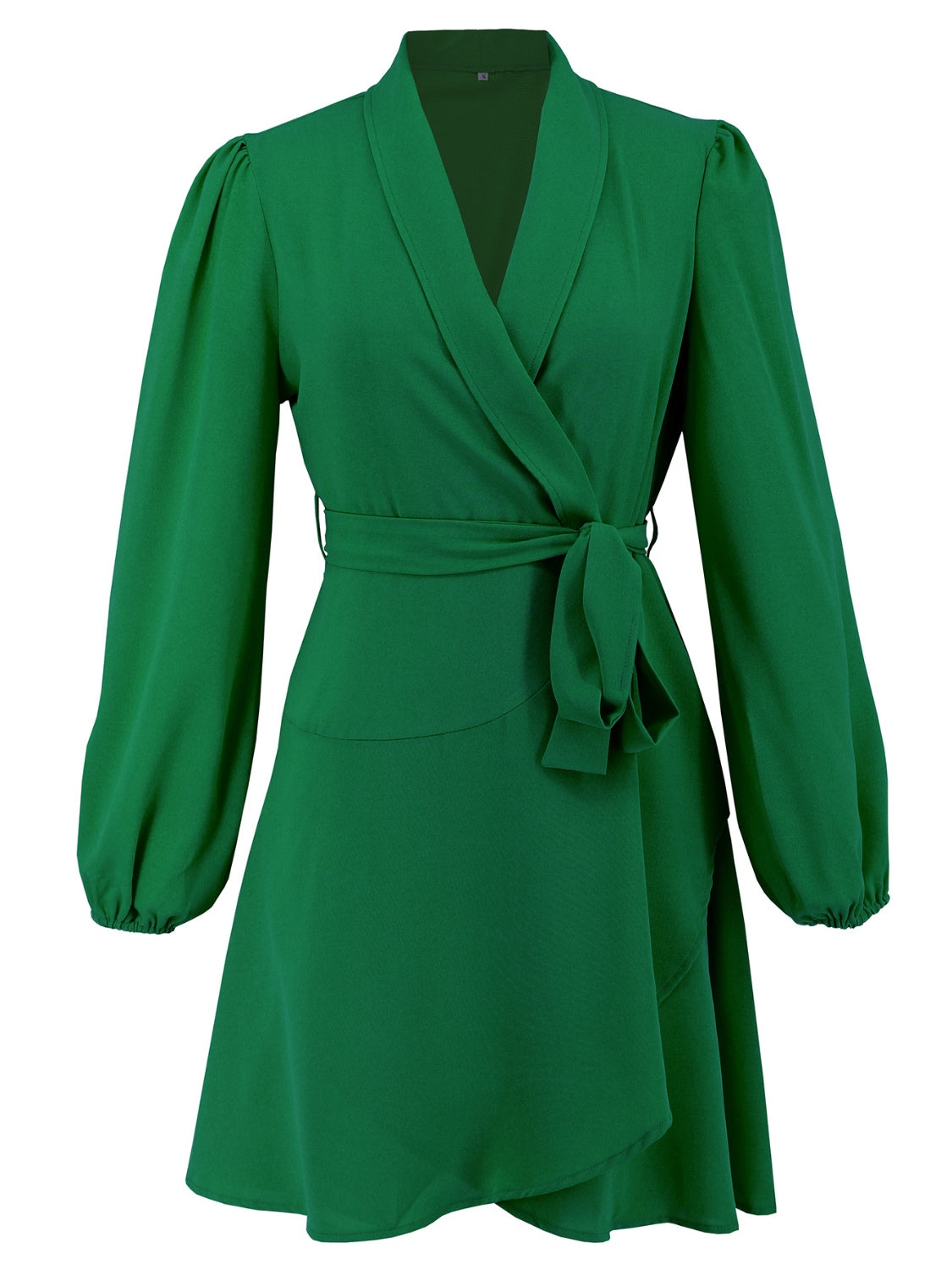 Surplice Tie Waist Long Sleeve Mini Dress - Littles Collection