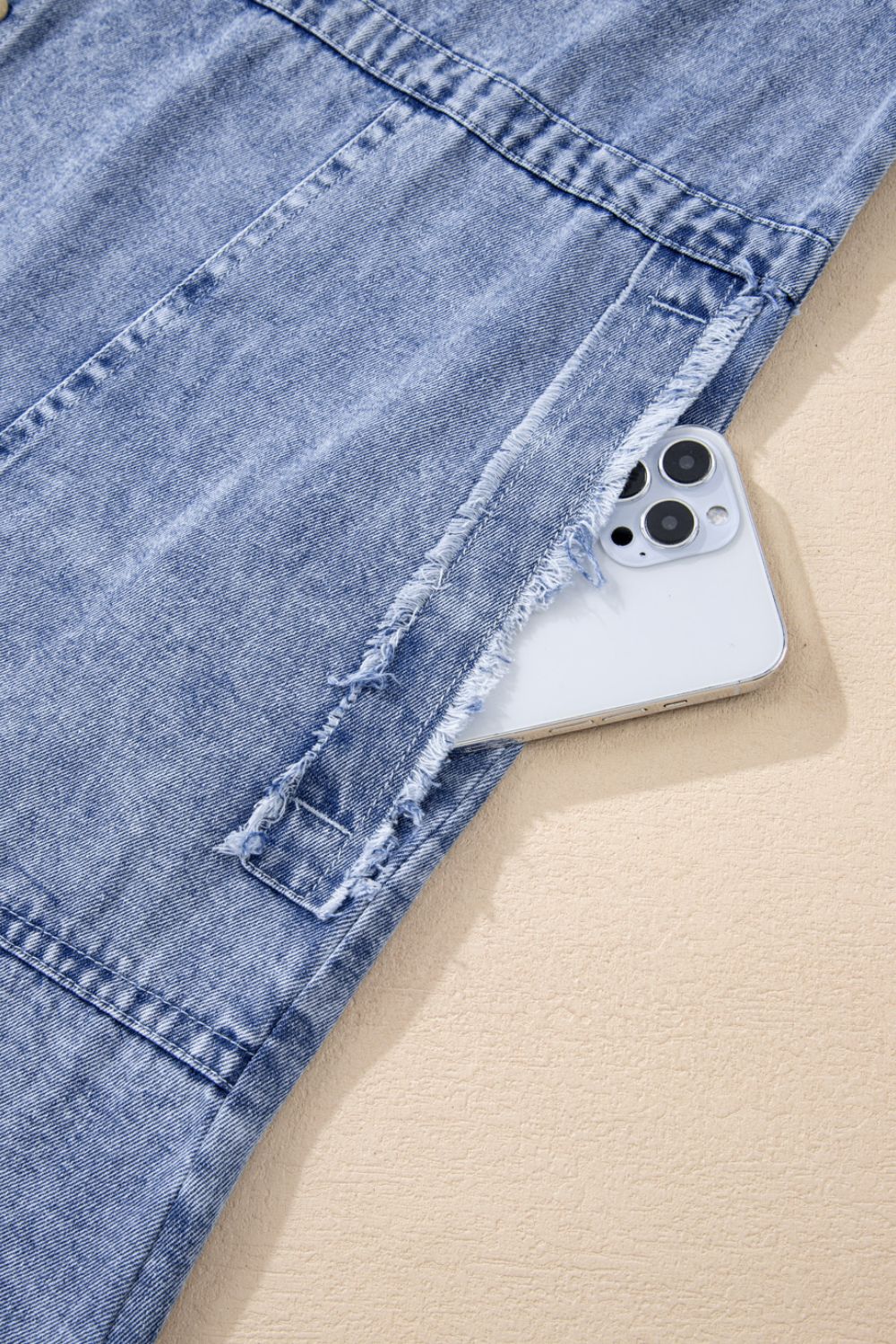 Raw Hem Button Down Long Sleeve Denim Dress - Littles Collection