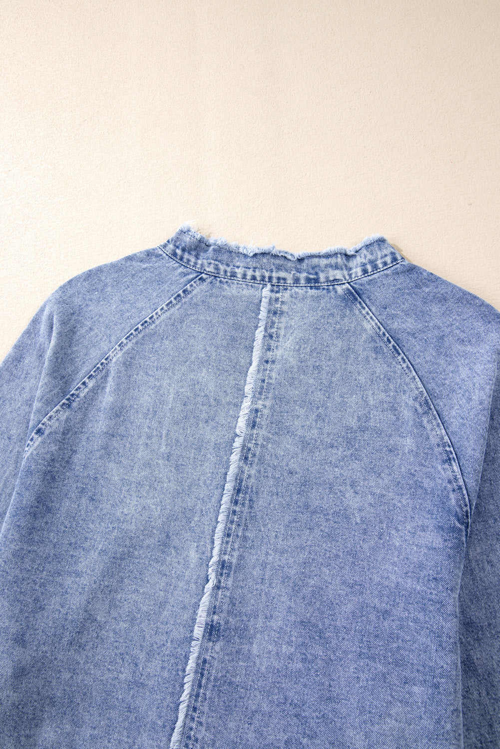 Raw Hem Button Down Long Sleeve Denim Dress - Littles Collection
