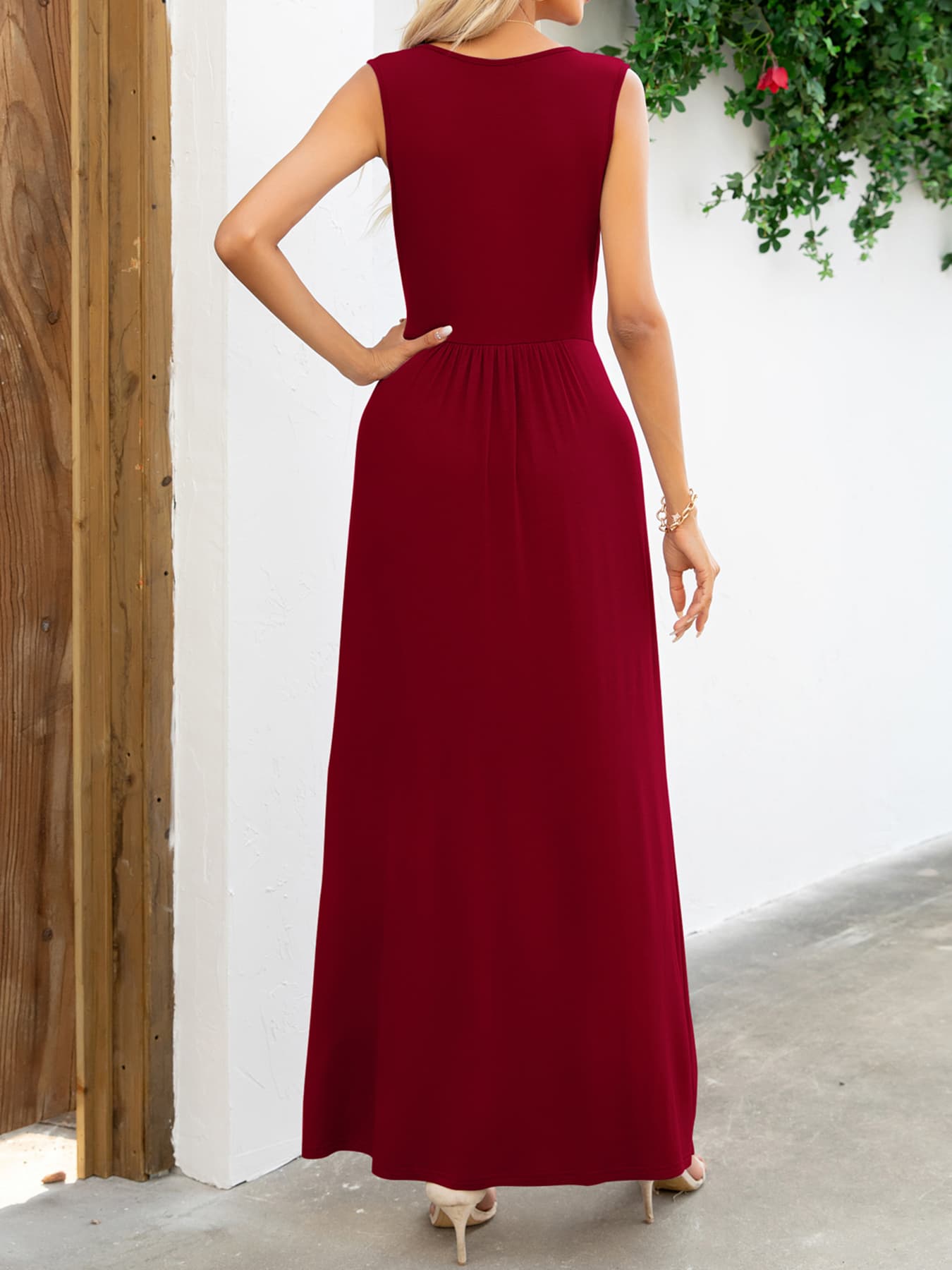 Surplice Neck Maxi Party Dress Black - Littles Collection