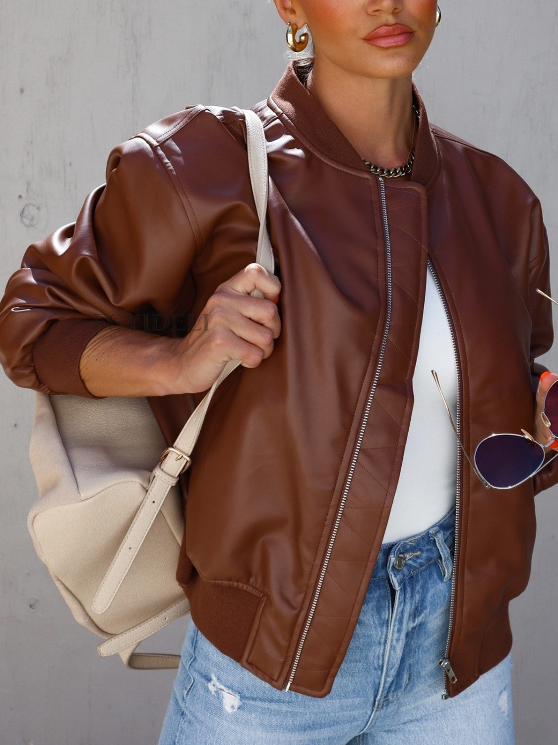 Zip Up Bomber Jacket Women - Littles Collection