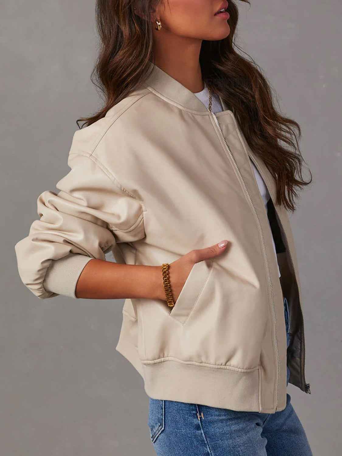 Zip Up Bomber Jacket Women
