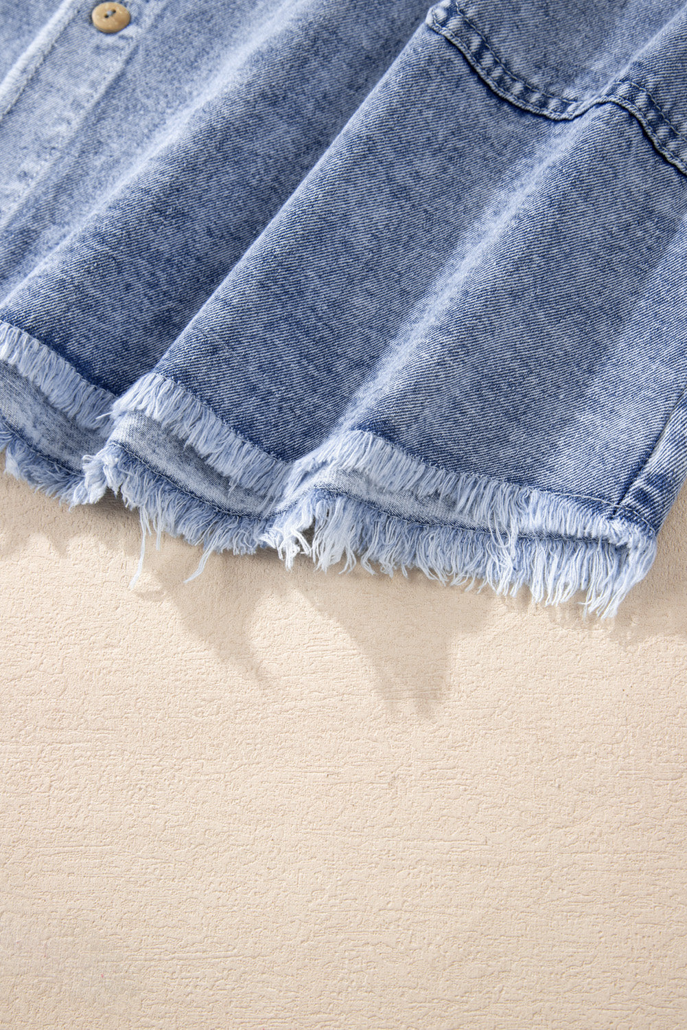 Raw Hem Button Down Long Sleeve Denim Dress - Littles Collection