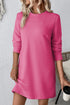 Textured Round Neck Long Sleeve Mini Dress - Littles Collection 