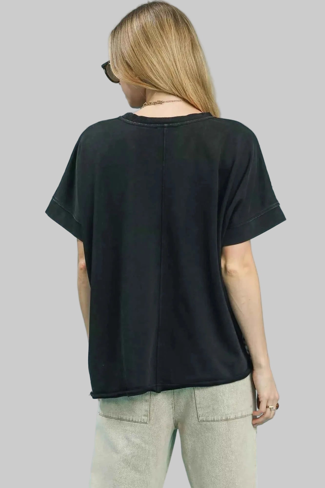 women_fashion - littlescollectionblouseUmgi Mineral Wash Patchwork Cotton French Terry Top