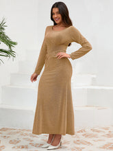 Ruched Round Neck Long Sleeve Dress - Littles Collection 
