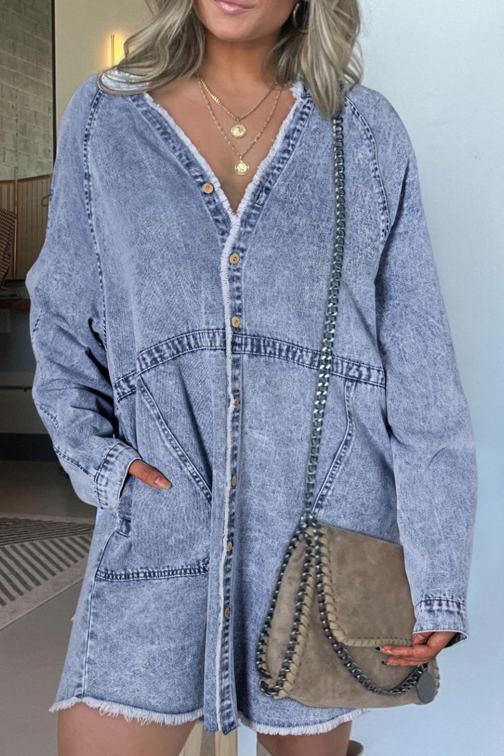 Denim oversized shirt dress, jackets cotton 