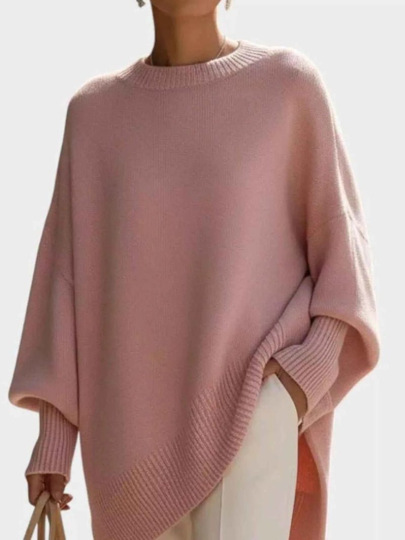 women_fashion - littlescollectionSweaterOversized Batwing Sleeve Round Neck Elegant Soft Sweaterlittlescollection