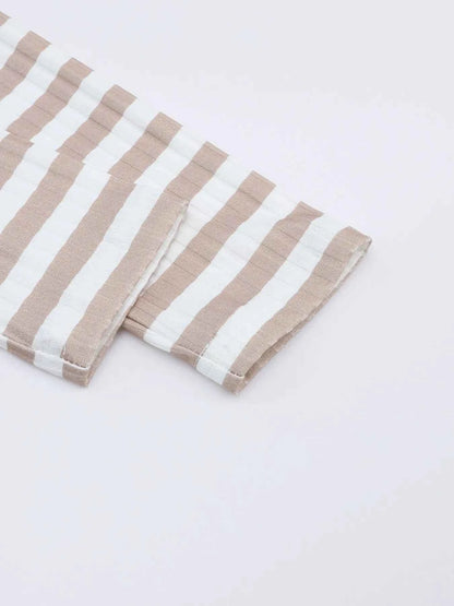 women_fashion - littlescollectionT-shirtStriped Textured Knit Long Sleeve Tee ShirtSYNZ