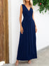 Surplice Neck Maxi Party Dress Black - Littles Collection 