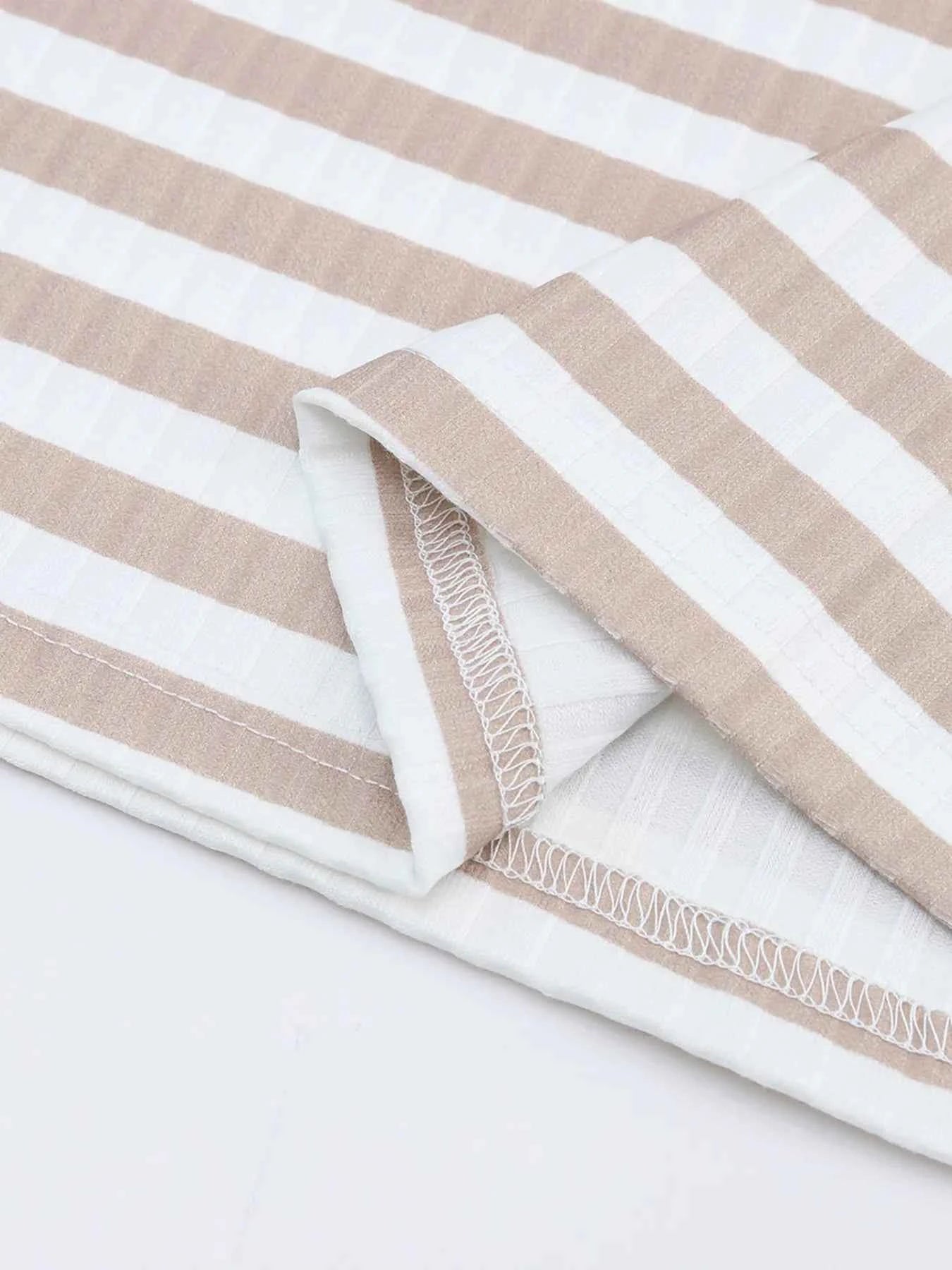 women_fashion - littlescollectionT-shirtStriped Textured Knit Long Sleeve Tee ShirtSYNZ