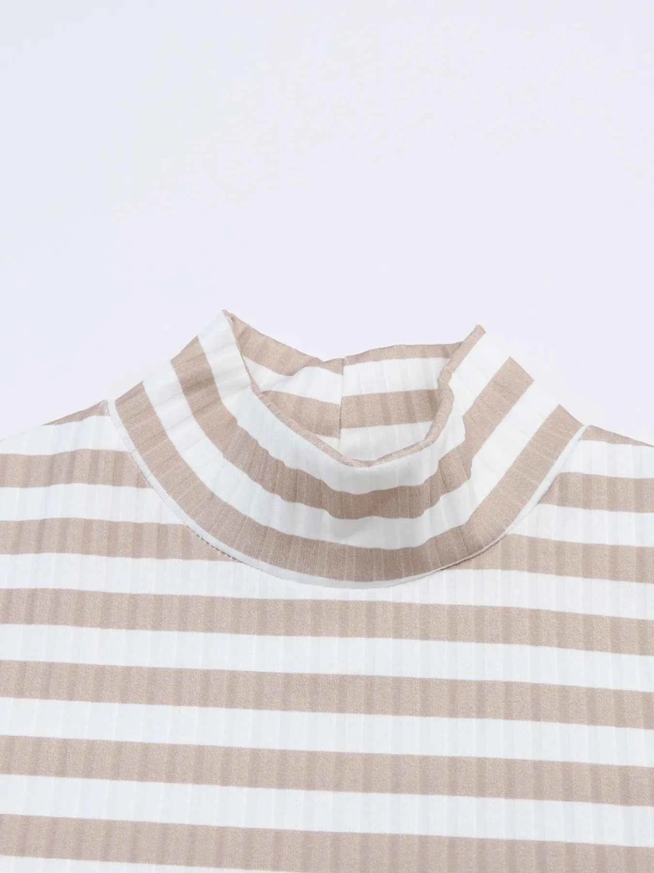 women_fashion - littlescollectionT-shirtStriped Textured Knit Long Sleeve Tee ShirtSYNZ