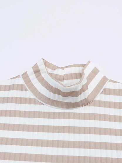 women_fashion - littlescollectionT-shirtStriped Textured Knit Long Sleeve Tee ShirtSYNZ