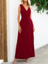 Surplice Neck Maxi Party Dress Black - Littles Collection 