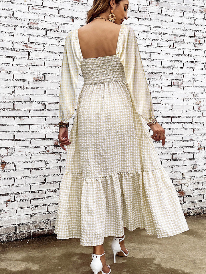 Smocked Square Neck Long Sleeve Cotton Dress - Littles Collection 