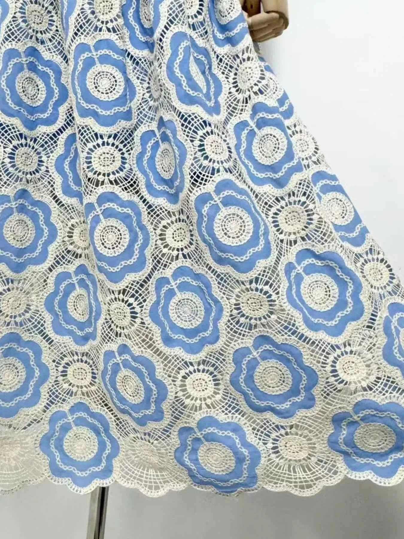 Lace Sleeveless Tiered Midi Dress