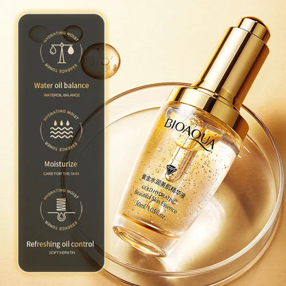 24K gold serum bottle for shrinking pores and refining skin texture