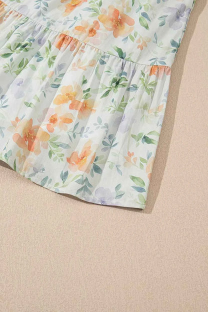 Frill Notched Puff Sleeve Dress