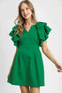 Umgee Double Ruffle Sleeve Fit and Flare Dress