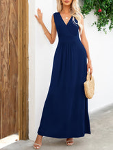 Surplice Neck Maxi Party Dress Black - Littles Collection 