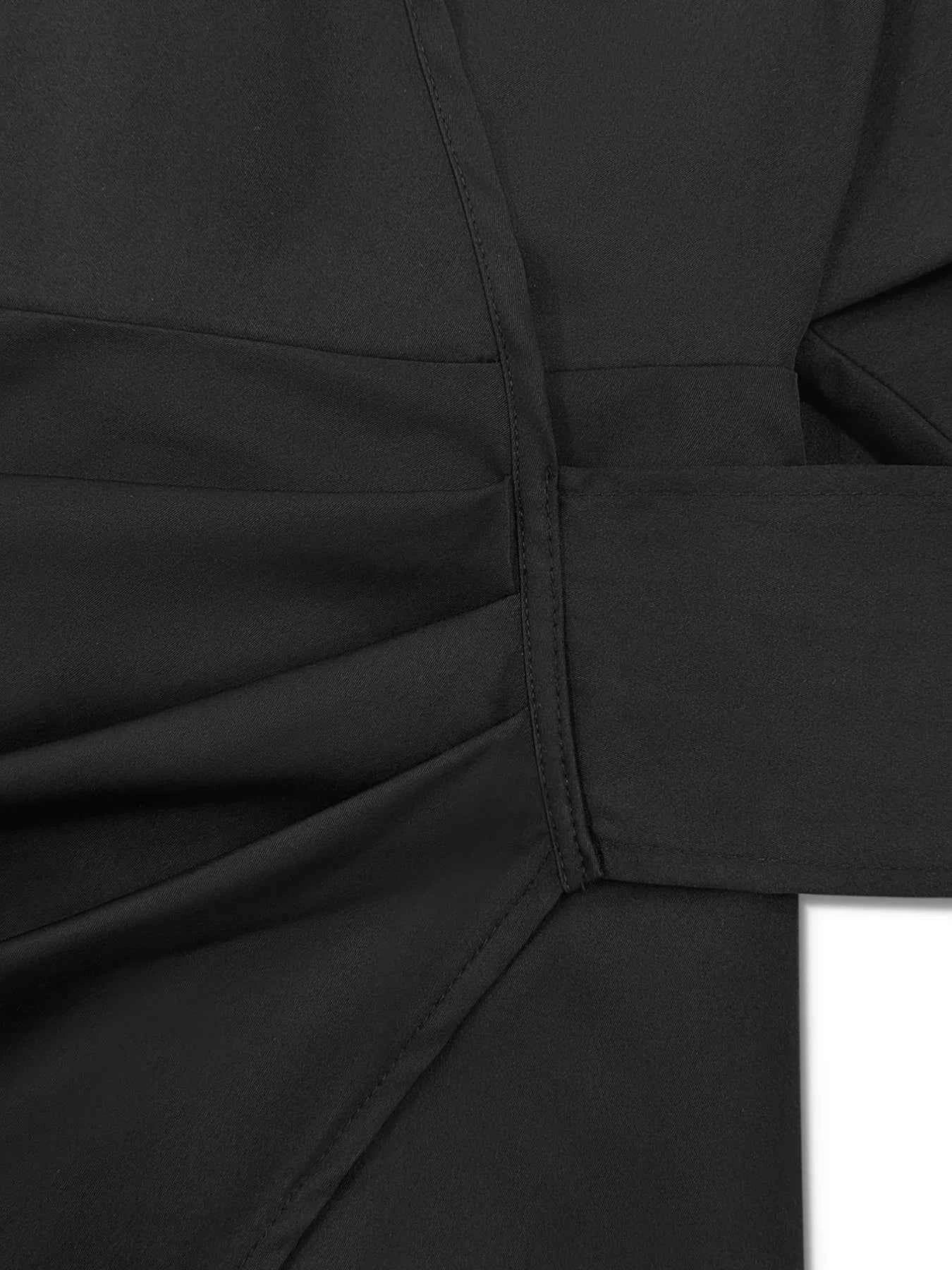 women_fashion - littlescollectionDressPlus Size Long Sleeve Wrap Mini Dress Black