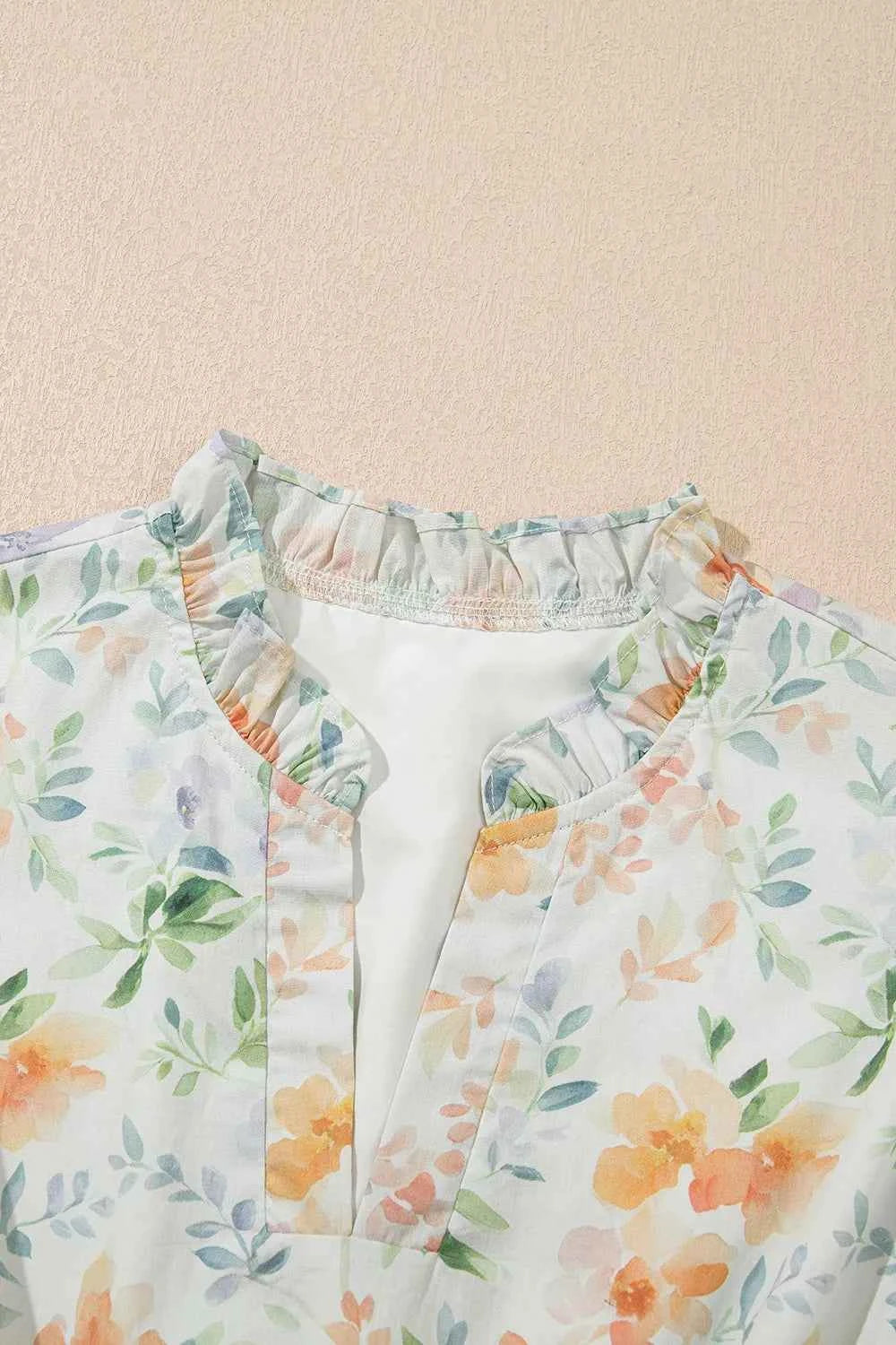 Frill Notched Puff Sleeve Dress