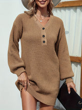V-Neck Dropped Shoulder Mini Sweater Dress - Littles Collection 