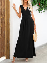 Surplice Neck Maxi Party Dress Black - Littles Collection 