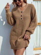 V-Neck Dropped Shoulder Mini Sweater Dress - Littles Collection 