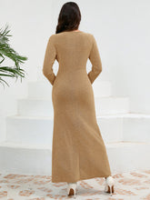 Ruched Round Neck Long Sleeve Dress - Littles Collection 